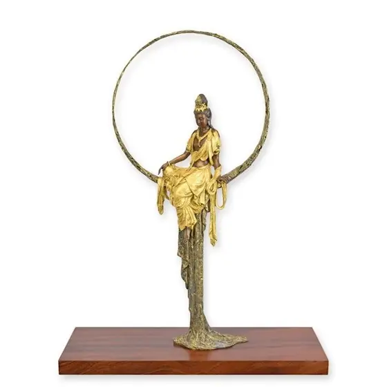 Korting Guanyin brons in cirkel 75cm
