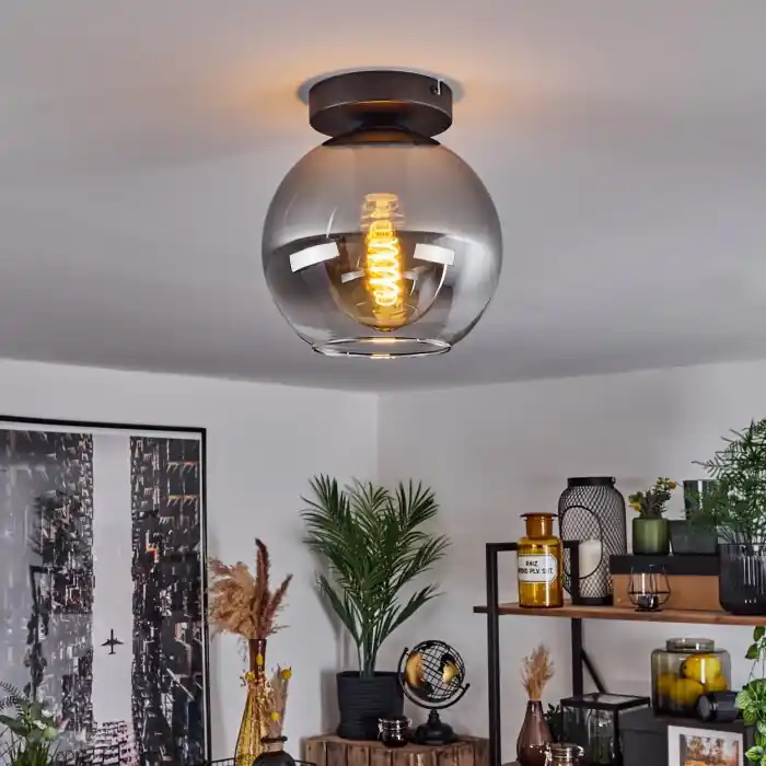 Snelle Levering Koyoto Plafondlamp Glas 20 cm Duidelijk, Rookkleurig, 1-licht