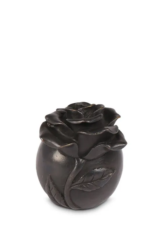 Bronzen mini urn roosje 7cm Uitverkoop