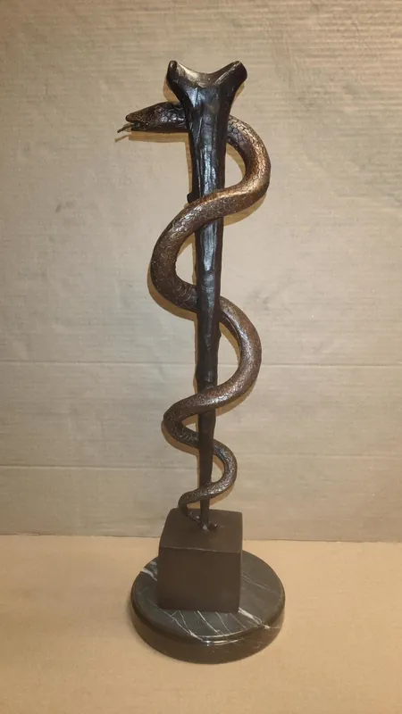 Bronzen object Esculaap 50cm Gecertificeerd