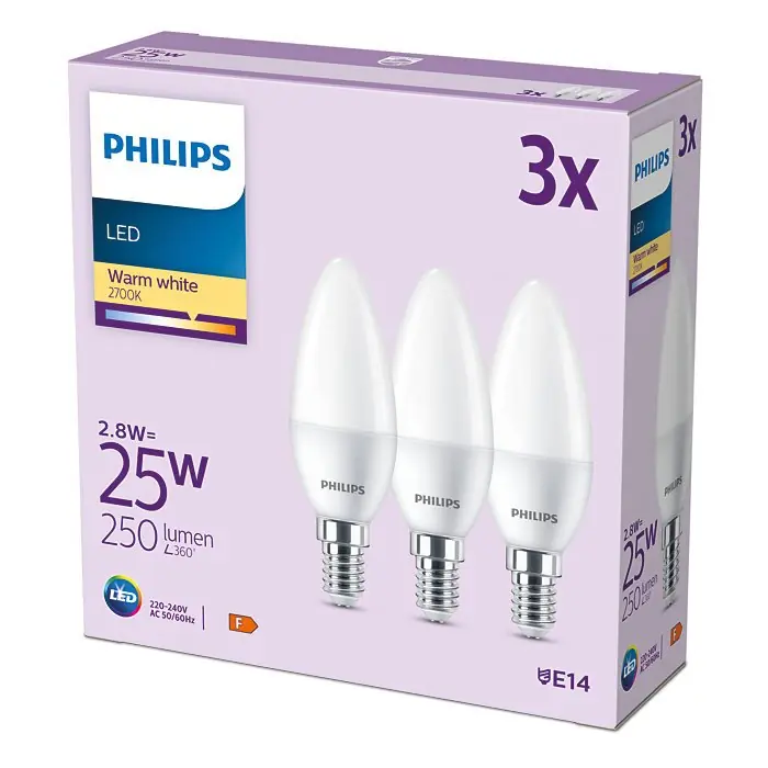 Philips Classic Set van 3 LED E14 2,8 Watt 2700 Kelvin 250 Lumen Flitsaanbieding