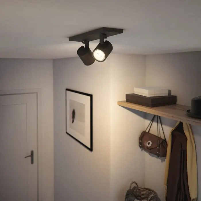 Philips myLiving Runner Plafondlamp Zwart, 2-lichts Superprijs