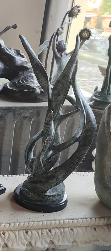 Bronzen beeld modern sculptuur met meisje op voet 46cm Finale Uitverkoop
