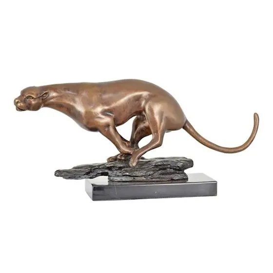 Gecertificeerd Bronzen beeld panther 40cm