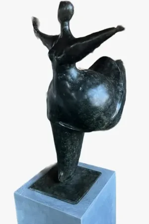 Aanbieding Bronzen beeld sierlijke dikke dame 87cm.