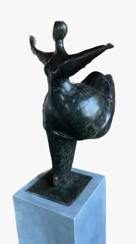 Aanbieding Bronzen beeld sierlijke dikke dame 87cm.