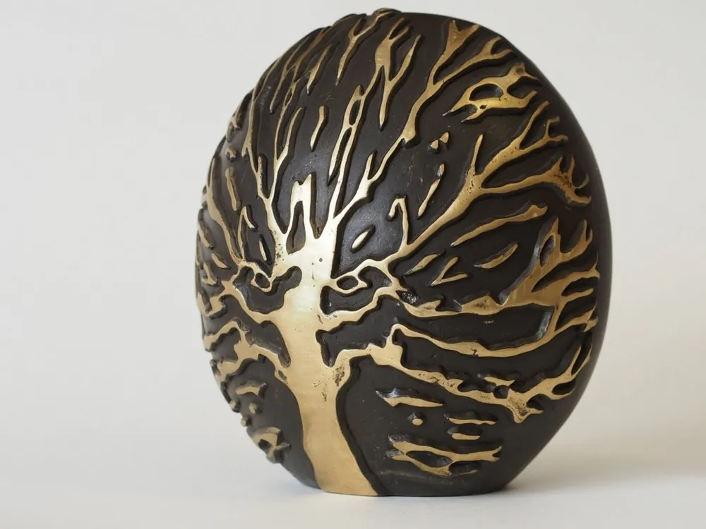 Nu Kopen Bronzen urn Boom in eivorm 21cm links