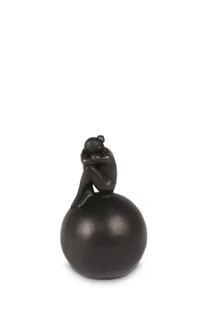 Express Levering Bronzen urn verdrietig meisje 8,5cm
