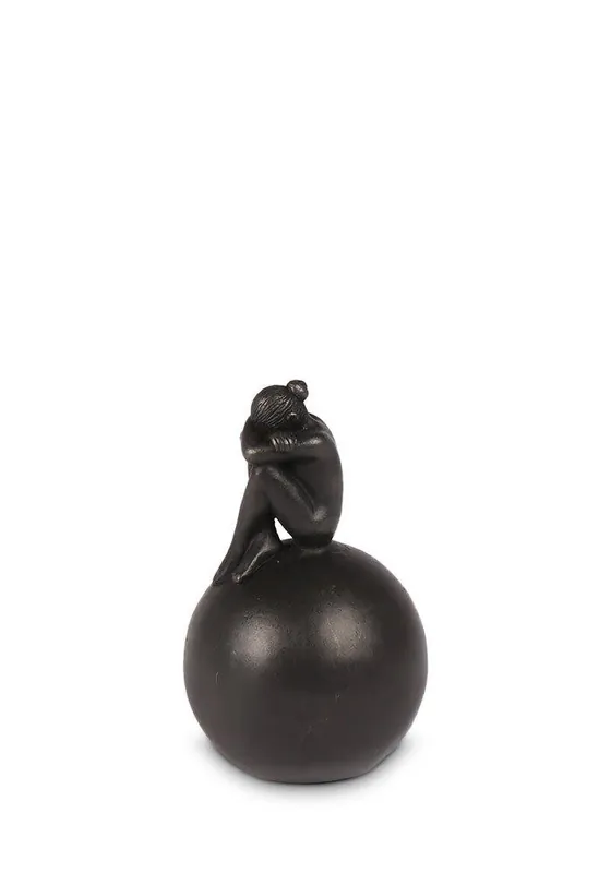 Express Levering Bronzen urn verdrietig meisje 8,5cm