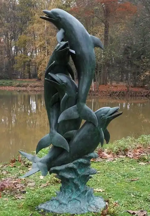 Snelle Levering Spuitfiguur brons dolfijnen 212cm