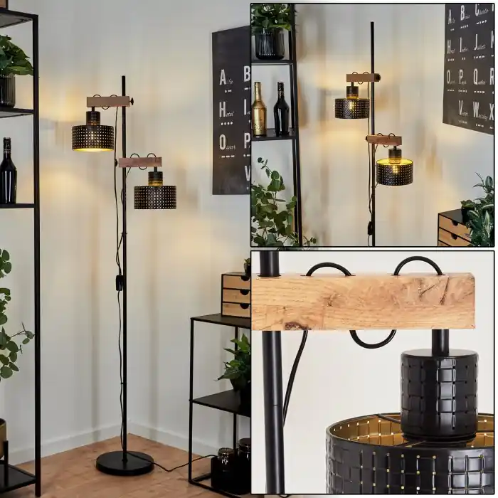 Chabian Staande lamp Zwart, 2-lichts Merkproduct