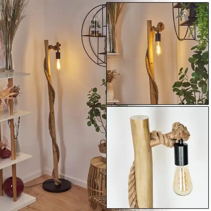 Riekje Staande lamp Natuurlijke kleuren, Zwart, 1-licht Dagaanbieding