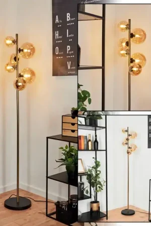 Seizoensaanbieding Chehalis Staande lamp LED Messing, Zwart, 6-lichts
