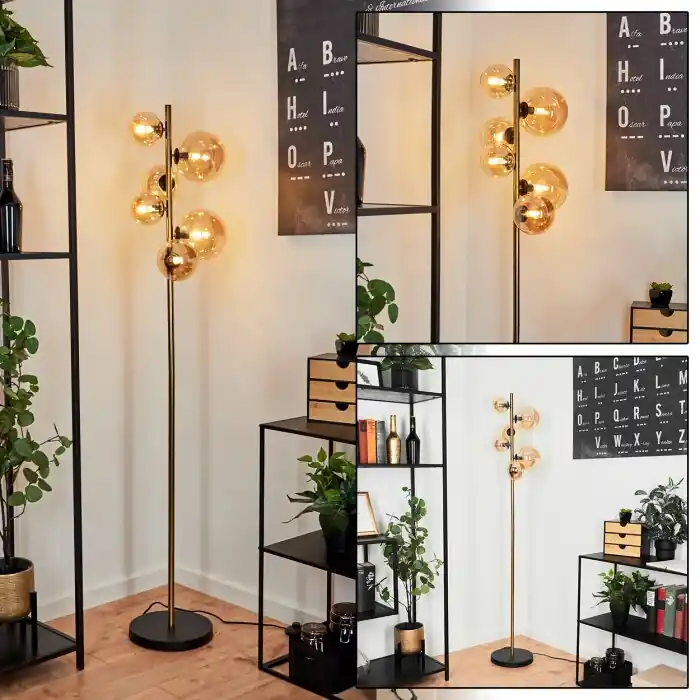Seizoensaanbieding Chehalis Staande lamp LED Messing, Zwart, 6-lichts
