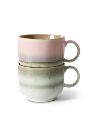 Actieprijs HKLIVING theemok 70s (Ø10,4 cm) (425 ml) (set van 2)