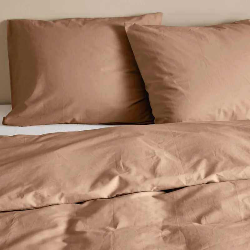 NOUS Living basis dekbedovertrek 1-persoons - mocha mousse (140x200 cm) Express Levering
