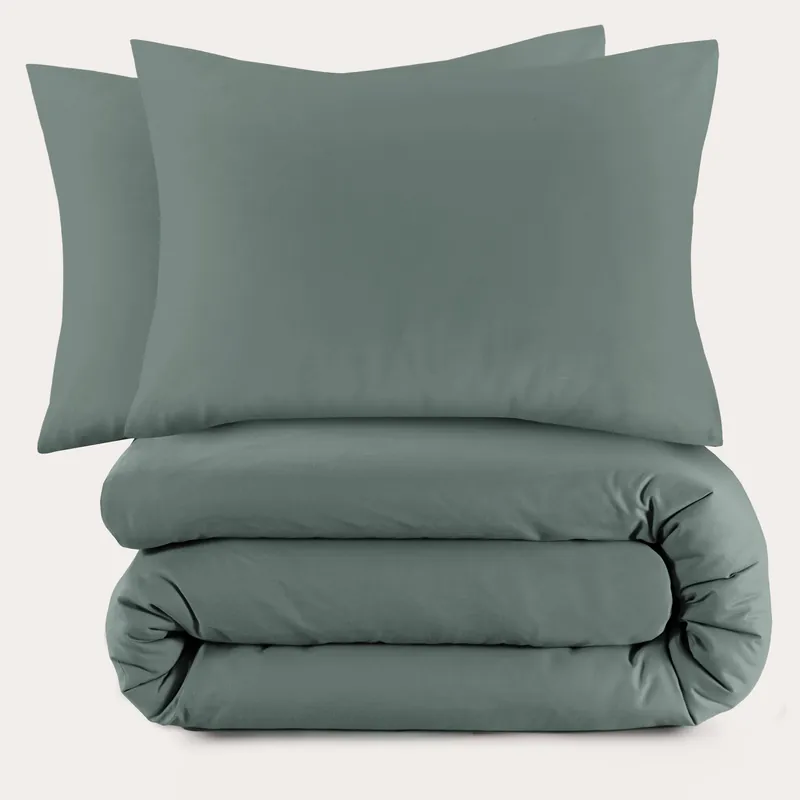 Gratis Retour NOUS Living basis dekbedovertrek lits-jumeaux - donkergroen (240x220 cm)