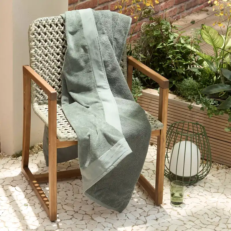 Beperkte Voorraad BEACHWAVE strandlaken Edge - groen (velours) (200x100 cm)