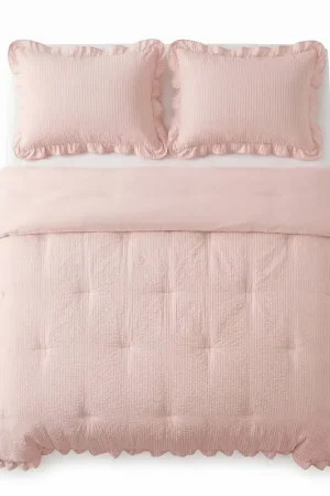 Meest Verkocht W seersucker dekbed zonder overtrek met kussensloop Lazy - ruffles