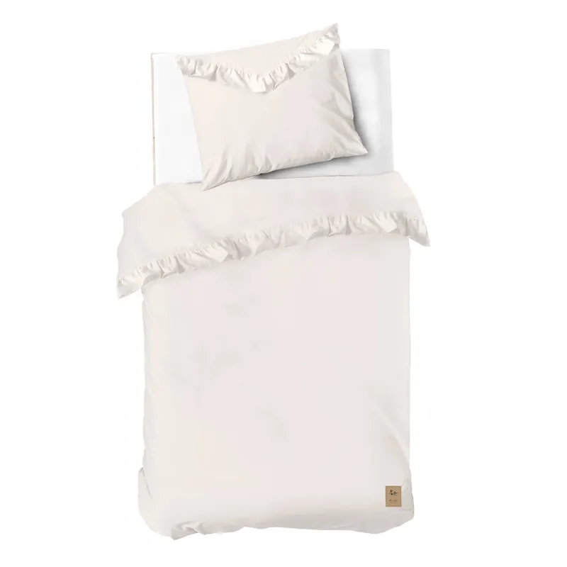 Veilige Betaling Dindi Home katoenen dekbedovertrek 1-persoons ecru met ruffles (140x220 cm)