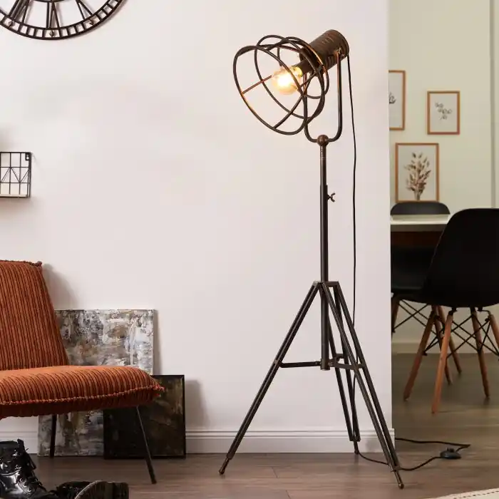 Brilliant Reece Staande lamp Koperkleurig, Zwart, 1-licht Lage Kosten