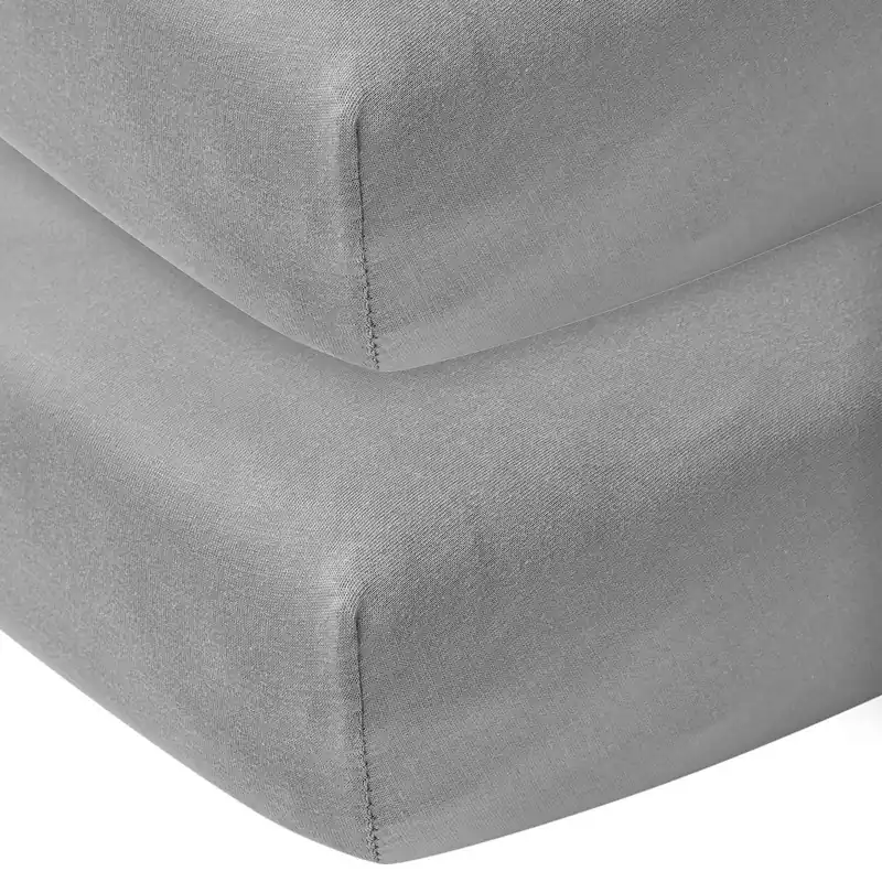 Meyco katoenen jersey hoeslaken co-sleeper 50x90 cm (set van 2) grijs Actieprijs