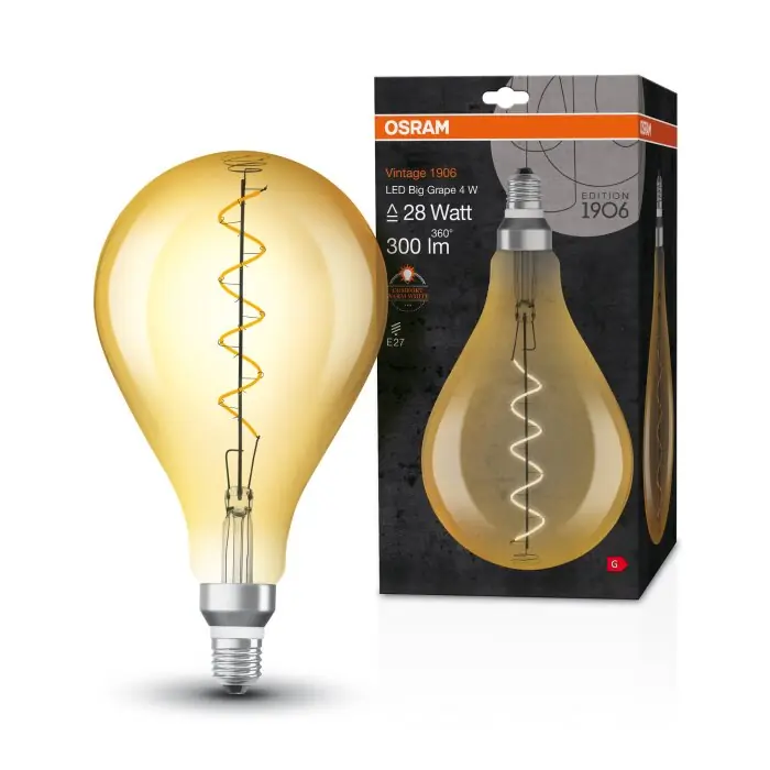 Op = Op OSRAM Vintage 1906® LED E27 4 Watt 2000 kelvin 300 Lumen
