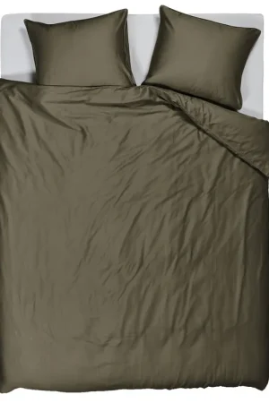 Weekendaanbieding Studio LIVIT lyocell satijn dekbedovertrek 2-persoons olijfgroen (200x220 cm)