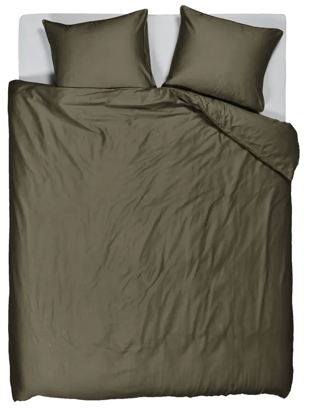 Weekendaanbieding Studio LIVIT lyocell satijn dekbedovertrek 2-persoons olijfgroen (200x220 cm)
