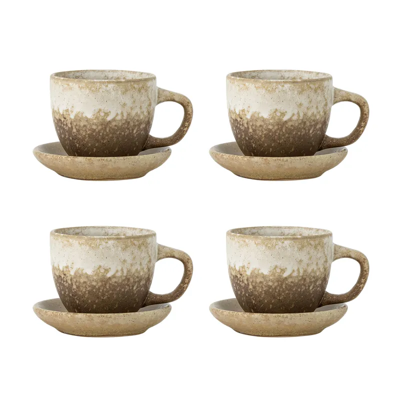 Meest Verkocht Bloomingville kop met schotel Brenta (set van 4)
