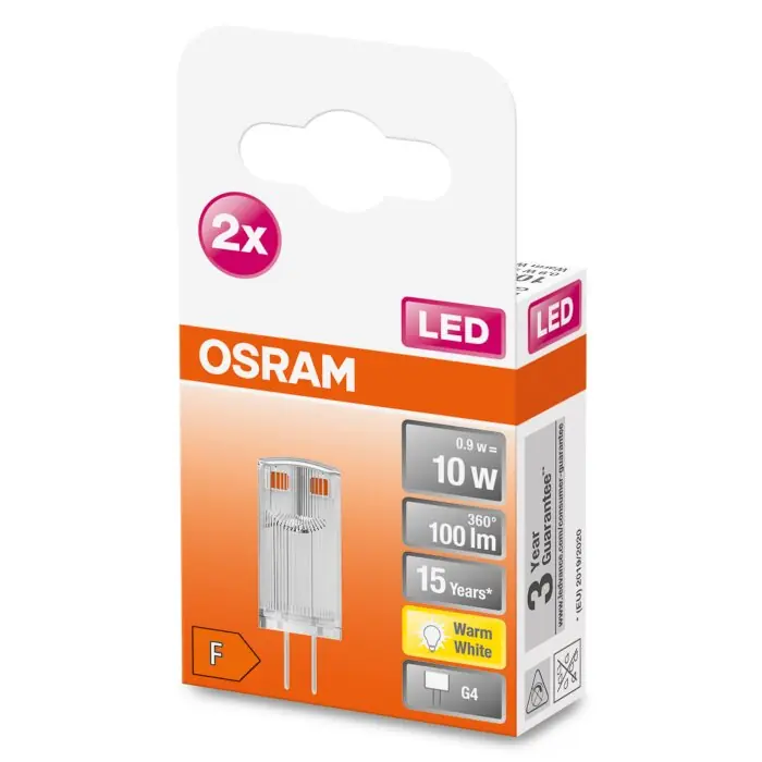 Goedkoop OSRAM LED PIN Set van 2 G4 0,9 Watt 2700 Kelvin 100 Lumen
