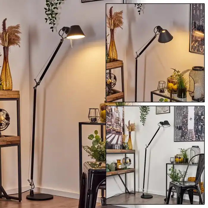 Lage Prijs Artemide TOLOMEO Staande lamp Chroom, Zwart, 1-licht