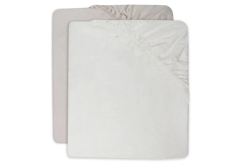 Laatste Kans Jollein katoenen jersey ledikant hoeslaken 60x120 cm Ivory/Nougat (set van 2)