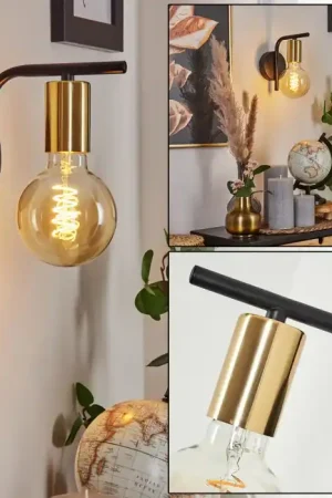 Tourey Muurlamp Messing, Zwart, 1-licht Speciale Aanbieding