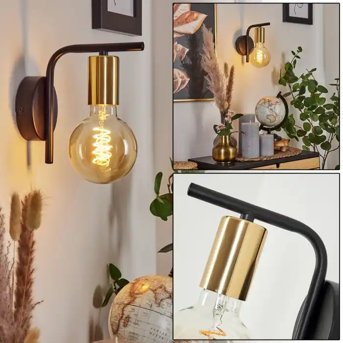 Tourey Muurlamp Messing, Zwart, 1-licht Speciale Aanbieding