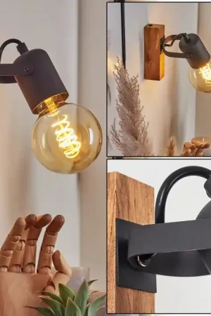 Kouk Muurlamp Natuurlijke kleuren, Zwart, 1-licht Fabrieksprijs