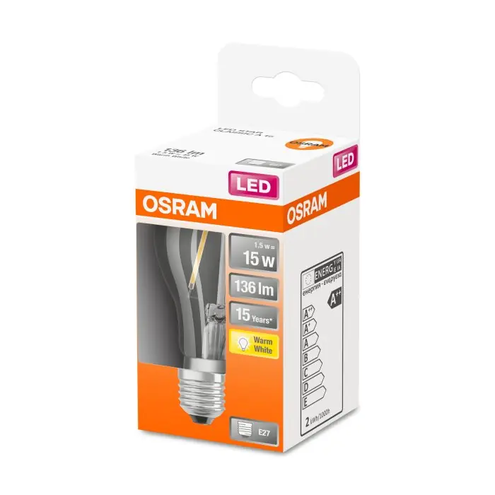 OSRAM LED retrofit E27 1,5 watt 2700 kelvin 136 lumen Snelle Levering