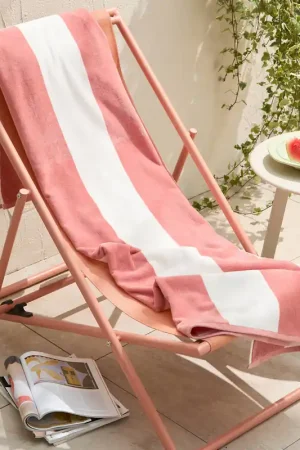BEACHWAVE strandlaken Bold Stripe - roze (velours) (180x100 cm) Snelle Levering