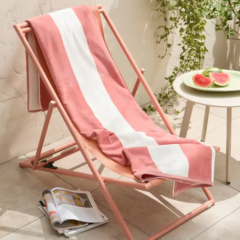 BEACHWAVE strandlaken Bold Stripe - roze (velours) (180x100 cm) Snelle Levering
