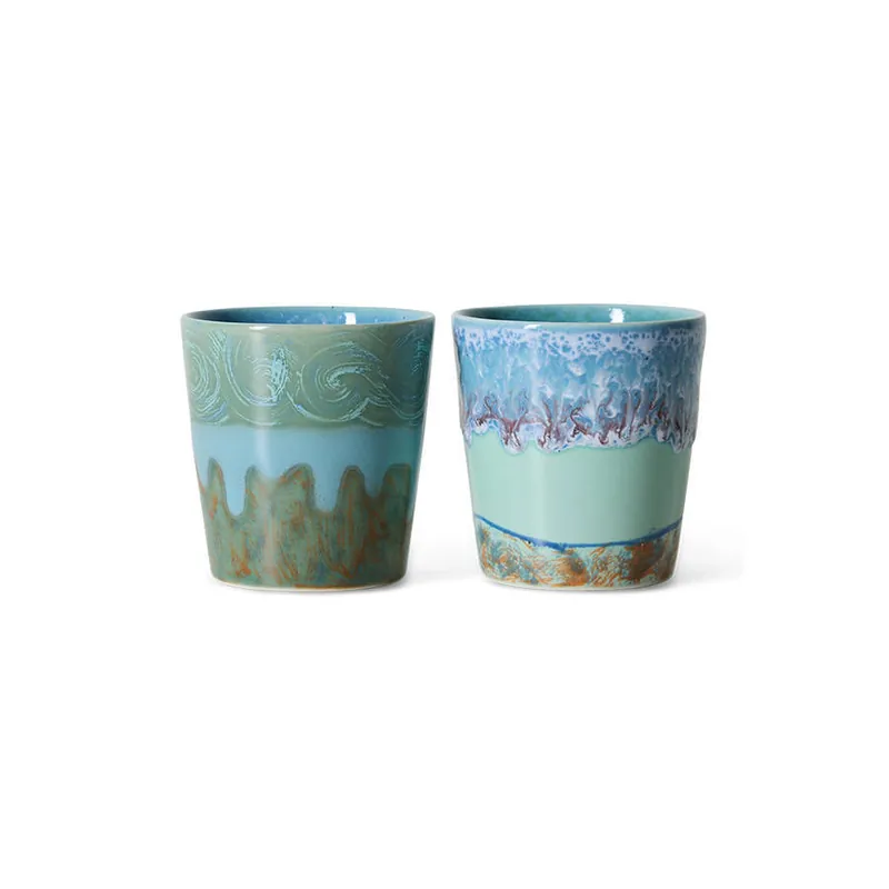 Laatste Versie HKLIVING Van Gogh koffiekopje 70s (Ø7,5 cm) (180 ml) (set van 2)