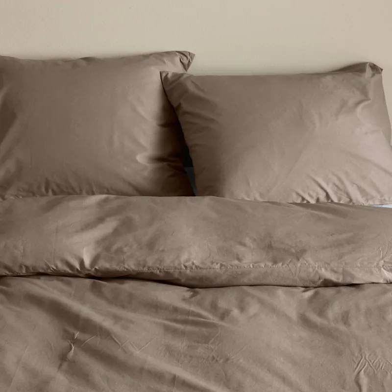 NOUS Living basis dekbedovertrek 1-persoons - taupe (140x200 cm) Finale Uitverkoop