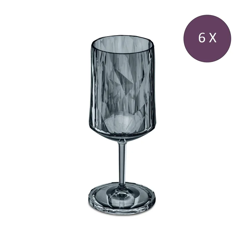 Tijdelijk Beschikbaar Koziol Wijnglas, 300 ml, thermoplastic - Grijs - Koziol Club No. 4 (6 stuks)