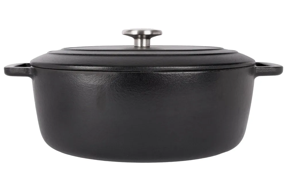 Cosy & Trendy Braadpan met deksel Fontestic Gietijzer Black Ovaal - 31 x 24 cm / 6 Liter - geëmailleerde anti-aanbaklaag Hoge Kwaliteit
