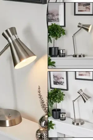 Actieprijs Vijes Tafellamp Chroom, Nikkel mat, 1-licht