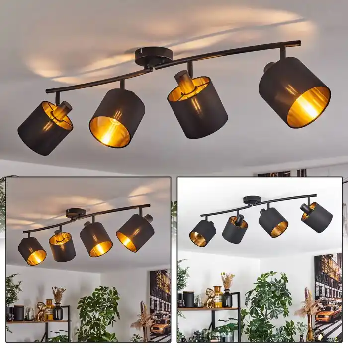 Alsen Plafondlamp Zwart, 4-lichts Korting