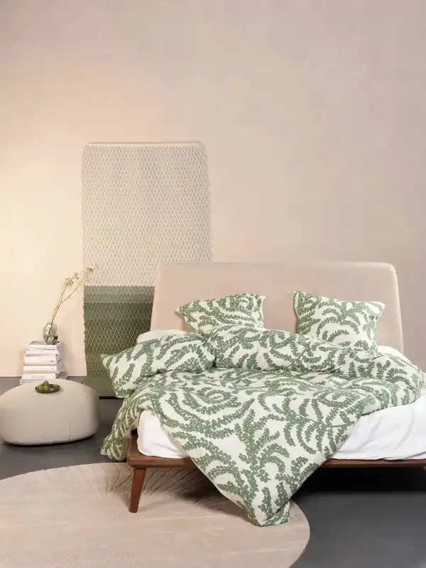 Essenza katoenen gebloemd lits-jumeaux dekbedovertrek 260x200 cm - groen Express Levering