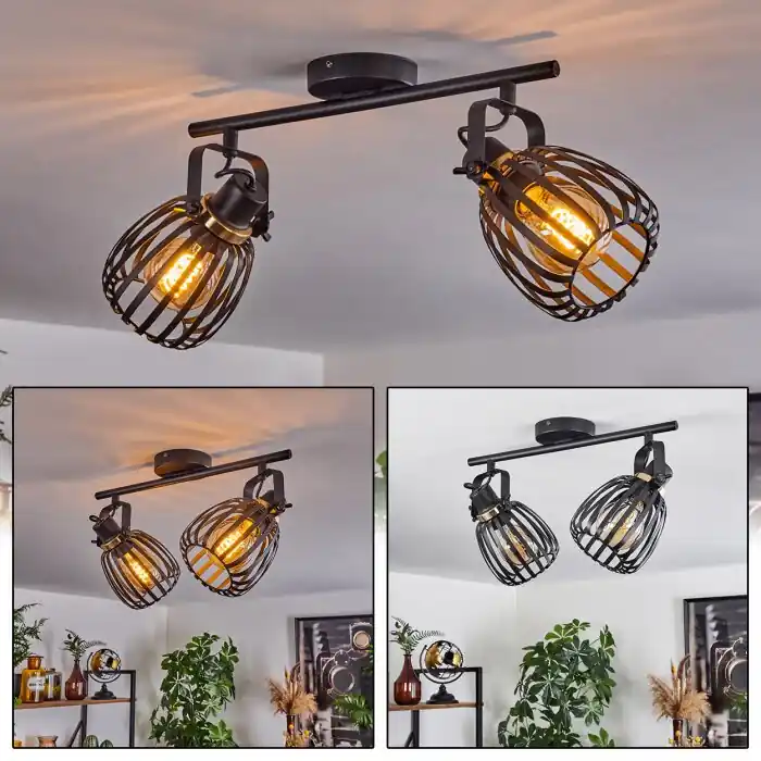 Beste Prijs Pocho Plafondlamp Messing, Zwart, 2-lichts