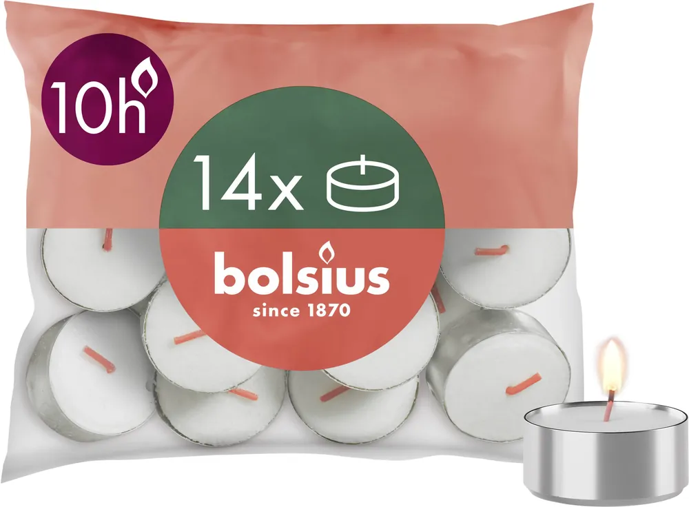 Lage Kosten Bolsius waxinelichtjes maxi (10 branduren) (zak van 14)