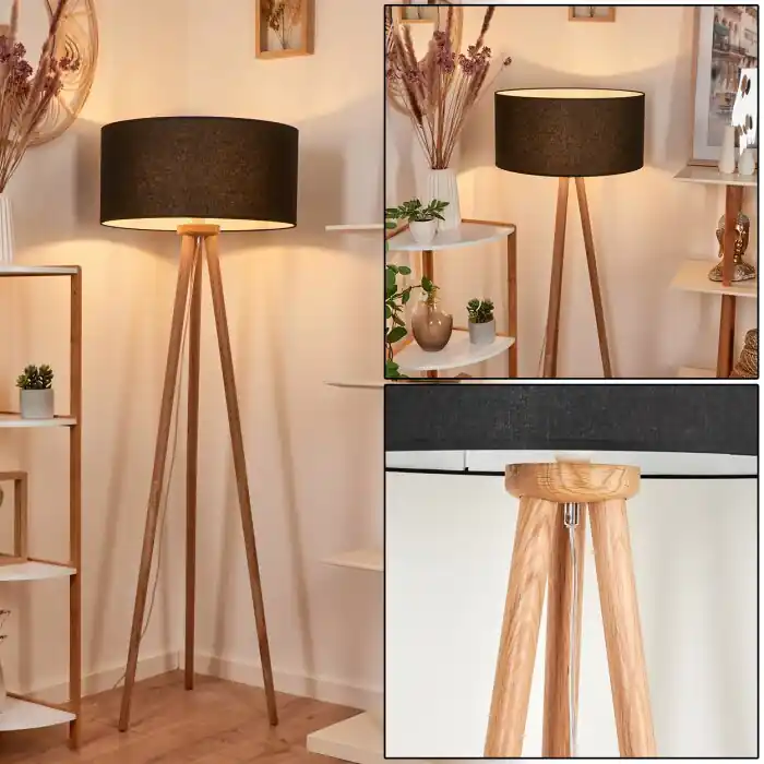 Tijdelijk Beschikbaar Saladillo Staande lamp Hout donker, Wit, 1-licht