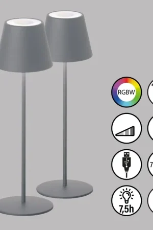 FHL easy Cosenza Tafellamp 2 Set LED Grijs, 1-licht, Kleurwisselaar Uitverkoop